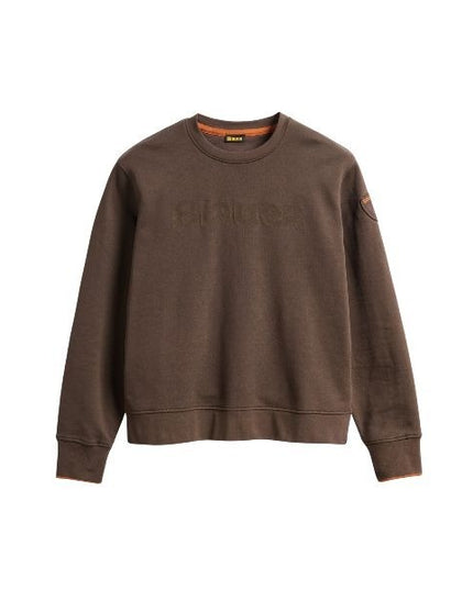 BLAUER Crosby felpa uomo decoro in velluto con la scritta Blauer sul petto e polsino rigato in costina