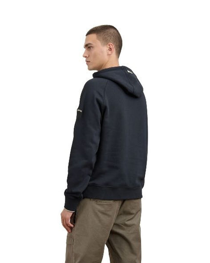BLAUER Academic felpa uomo chiusa davanti con cappuccio fisso e coulisse in contrasto colore e patch con logo in contrasto colore