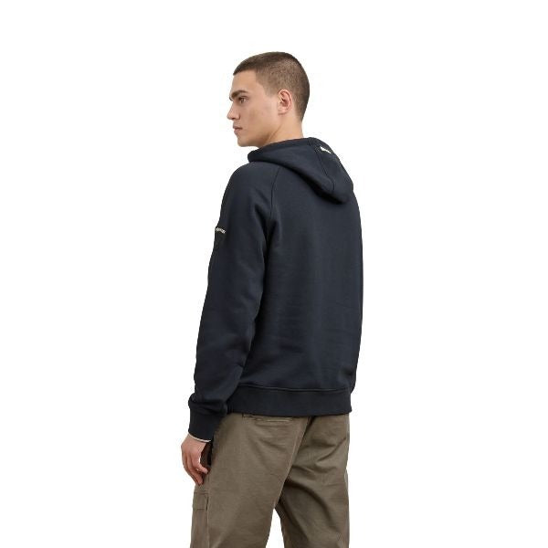 BLAUER Academic felpa uomo chiusa davanti con cappuccio fisso e coulisse in contrasto colore e patch con logo in contrasto colore