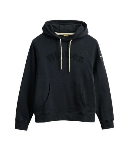 BLAUER Academic felpa uomo chiusa davanti con cappuccio fisso e coulisse in contrasto colore e patch con logo in contrasto colore