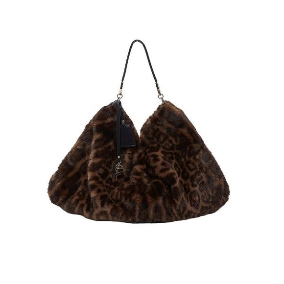 LIU JO Hobo borsa a spalla stampa leopardata marrone colore maculato naturale