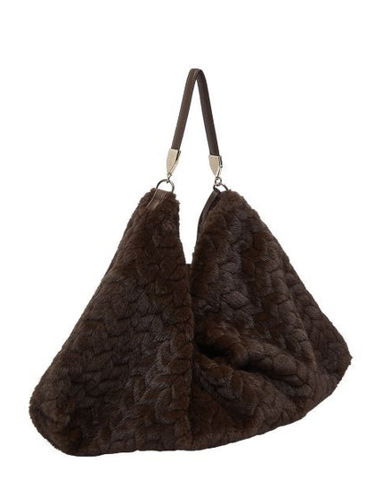 LIU JO Hobo borsa a spalla pelliccia trapuntata deep brown