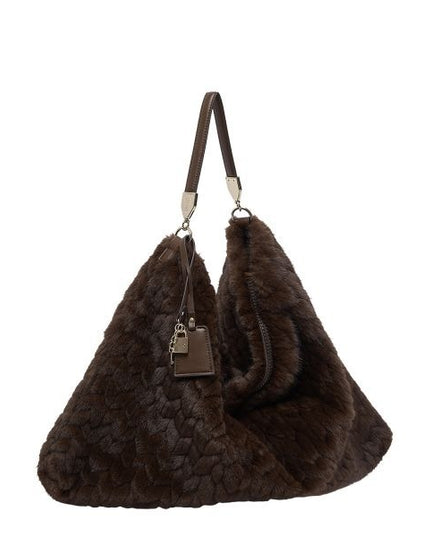 LIU JO Hobo borsa a spalla pelliccia trapuntata deep brown