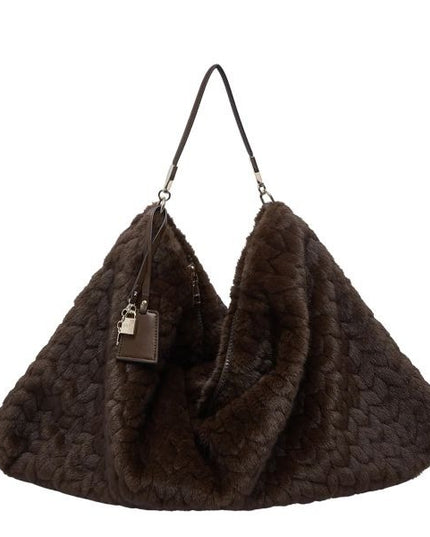 LIU JO Hobo borsa a spalla pelliccia trapuntata deep brown