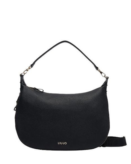 LIU JO Kaliska borsa a spalla con tracolla removibile effetto nabuk nero