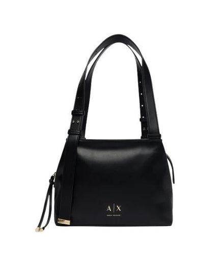 ARMANI EXCHANGE Borsa a spalla nera con logo dorato