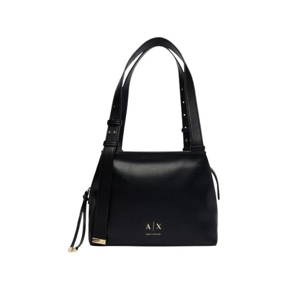 ARMANI EXCHANGE Borsa a spalla nera con logo dorato