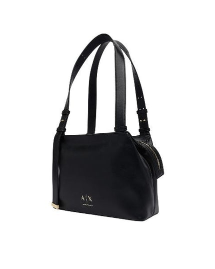 ARMANI EXCHANGE Borsa a spalla nera con logo dorato