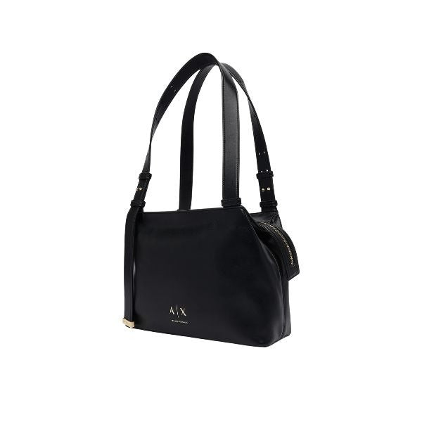 ARMANI EXCHANGE Borsa a spalla nera con logo dorato