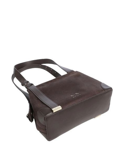 ARMANI EXCHANGE Borsa in suede marrone doppi manici
