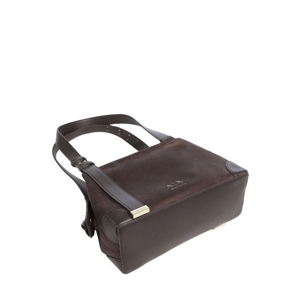 ARMANI EXCHANGE Borsa in suede marrone doppi manici
