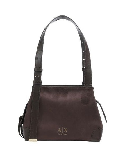 ARMANI EXCHANGE Borsa in suede marrone doppi manici