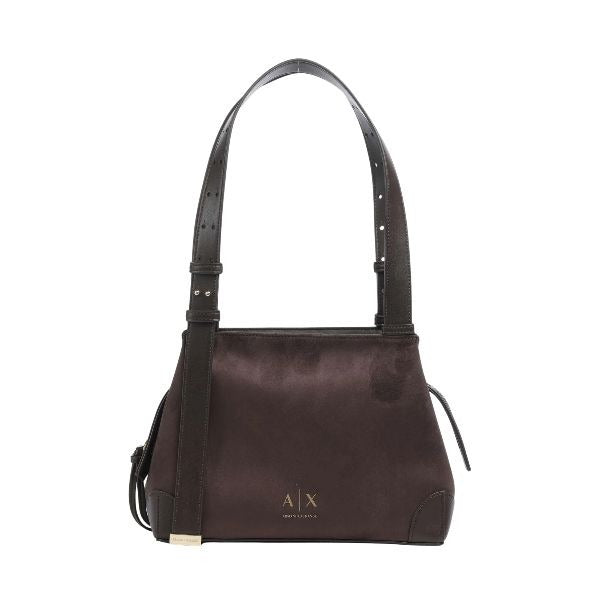 ARMANI EXCHANGE Borsa in suede marrone doppi manici
