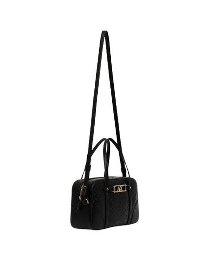 ARMANI EXCHANGE Borsa bauletto nera con logoin texture