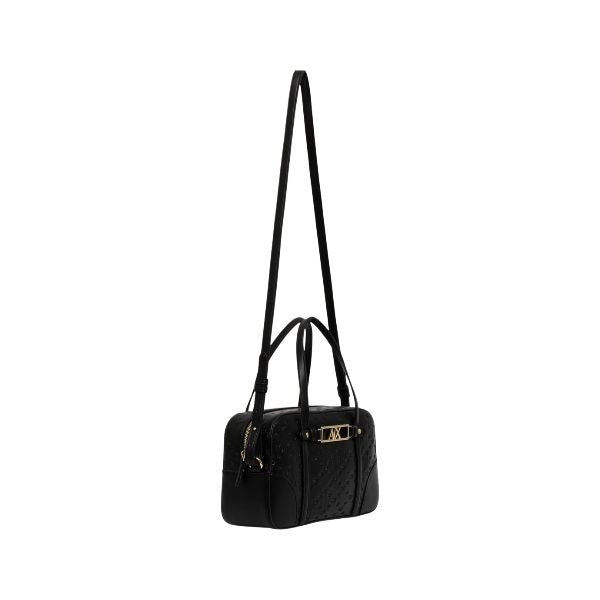 ARMANI EXCHANGE Borsa bauletto nera con logoin texture