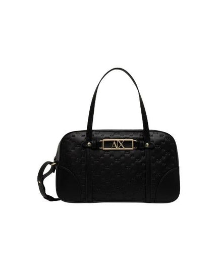 ARMANI EXCHANGE Borsa bauletto nera con logoin texture
