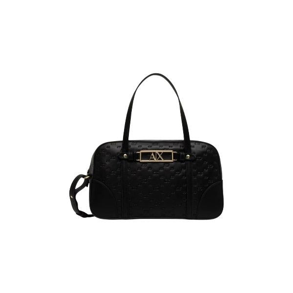 ARMANI EXCHANGE Borsa bauletto nera con logoin texture
