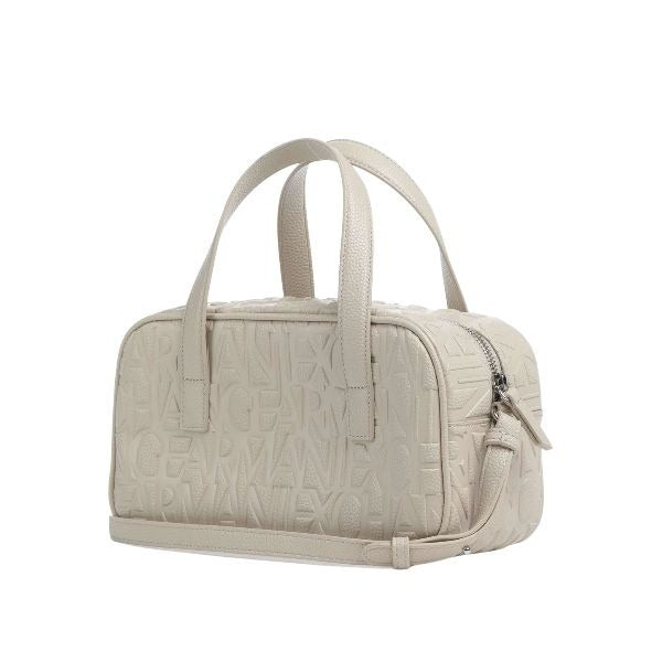 ARMANI EXCHANGE Borsa a mano beige con manici e tracolla removibile con logo all over