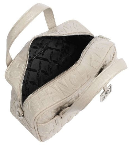 ARMANI EXCHANGE Borsa a mano beige con manici e tracolla removibile con logo all over