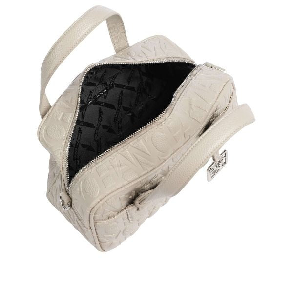 ARMANI EXCHANGE Borsa a mano beige con manici e tracolla removibile con logo all over