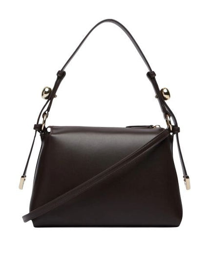 ARMANI EXCHANGE Borsa a spalla marrone scuro con tracolla removibile e bottoni dorati