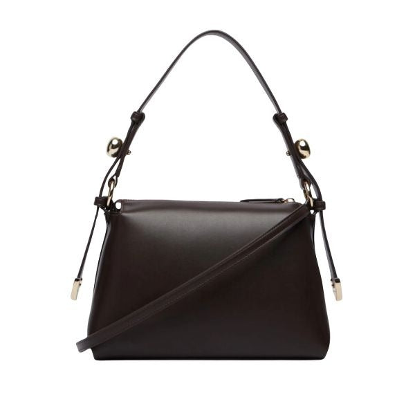 ARMANI EXCHANGE Borsa a spalla marrone scuro con tracolla removibile e bottoni dorati