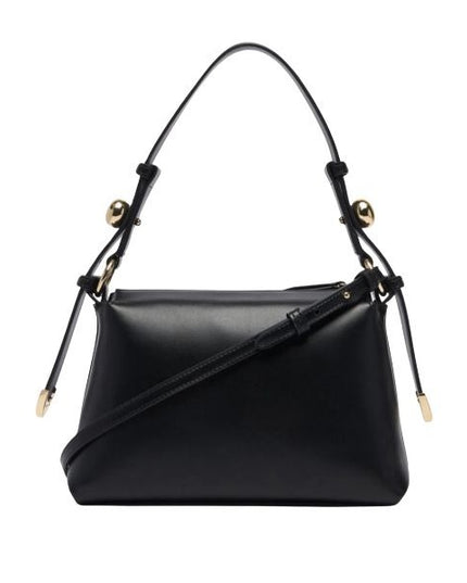 ARMANI EXCHANGE Borsa a spalla nera con dettagli dorati e tracolla removibile