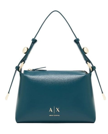 ARMANI EXCHANGE Borsa a spalla petrolio con tracolla removibile e regolabile con dettagli metallici dorati