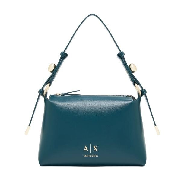 ARMANI EXCHANGE Borsa a spalla petrolio con tracolla removibile e regolabile con dettagli metallici dorati