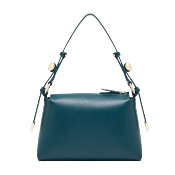 ARMANI EXCHANGE Borsa a spalla petrolio con tracolla removibile e regolabile con dettagli metallici dorati