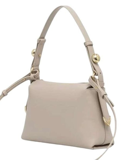 ARMANI EXCHANGE Borsa a spalla beige con dettagli e bottoni dorati e tracolla removibile