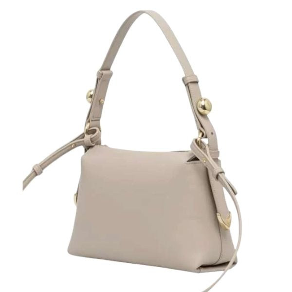 ARMANI EXCHANGE Borsa a spalla beige con dettagli e bottoni dorati e tracolla removibile