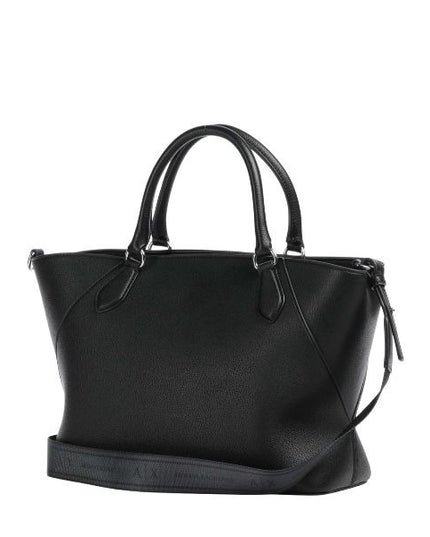 ARMANI EXCHANGE Borsa a mano nera garnde con logo metallo