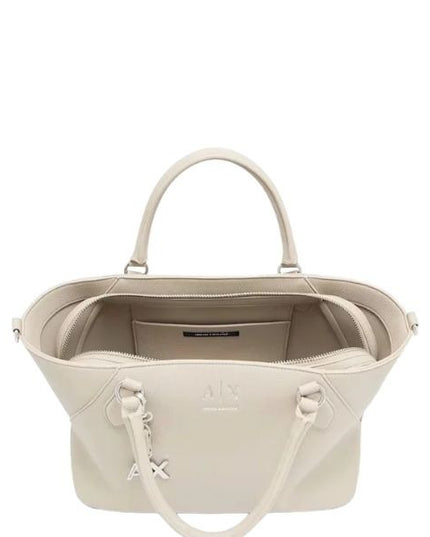 ARMANI EXCHANGE Borsa a mano beige con tracolla removibile e dettagli metallici