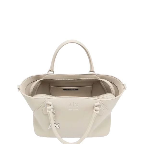 ARMANI EXCHANGE Borsa a mano beige con tracolla removibile e dettagli metallici