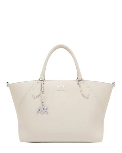 ARMANI EXCHANGE Borsa a mano beige con tracolla removibile e dettagli metallici