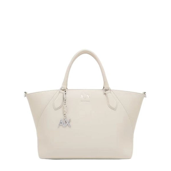 ARMANI EXCHANGE Borsa a mano beige con tracolla removibile e dettagli metallici