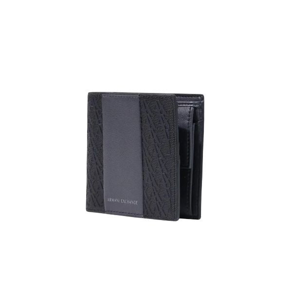 ARMANI EXCHANGE portafoglio logo allover in rilievo black forged iron