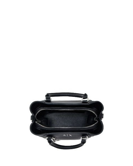 ARMANI EXCHANGE borsa piccola nera a mano con charme in metallo