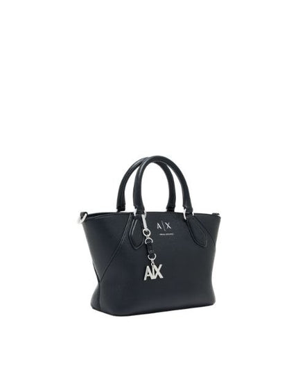 ARMANI EXCHANGE borsa piccola nera a mano con charme in metallo