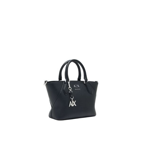 ARMANI EXCHANGE borsa piccola nera a mano con charme in metallo