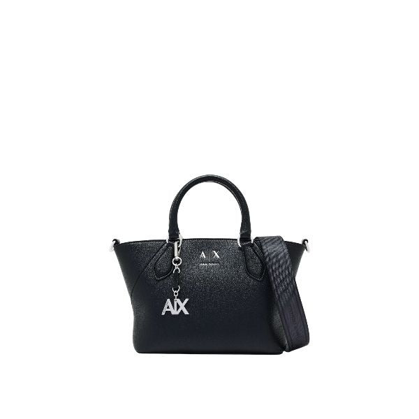 ARMANI EXCHANGE borsa piccola nera a mano con charme in metallo