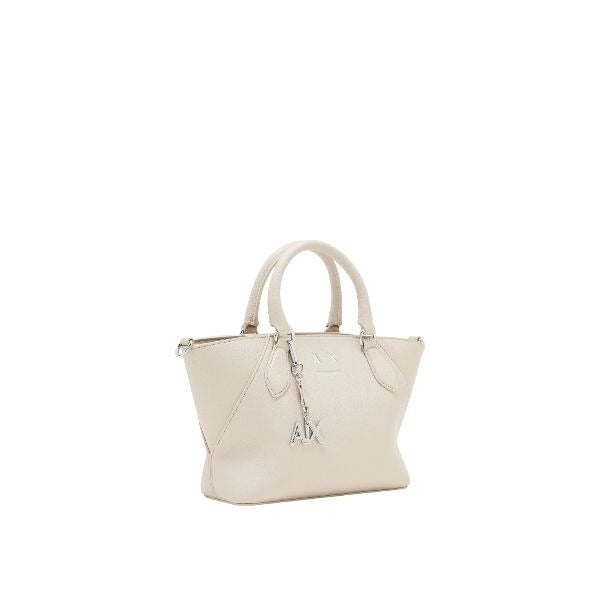 ARMANI EXCHANGE Borsa a mano color beige con tracolla removibile e logo in metallo