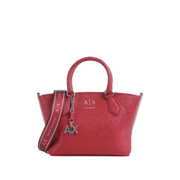 ARMANI EXCHANGE Borsa a mano rossa con tracolla removibile e dettagli e logo in metallo