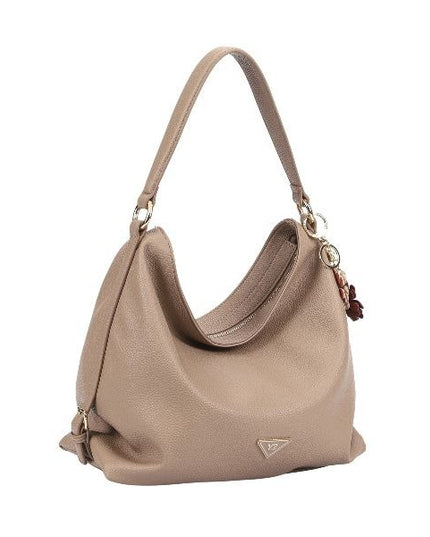 YNOT? Borsa a spalla beige con tracolla removibile e charm floreale