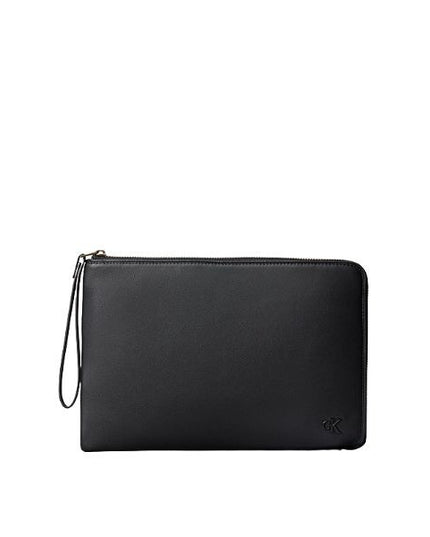 Calvin Klein pochette con monogramma da uomo in pelle nera