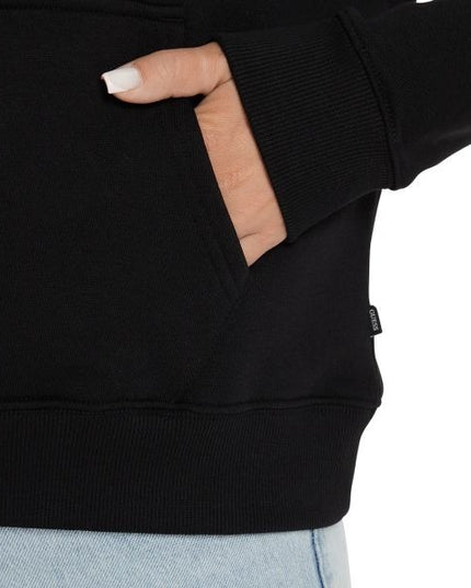GUESS Classic fit felpa donna modello con cappuccio tasche sul davanti e logo sul petto colore nero