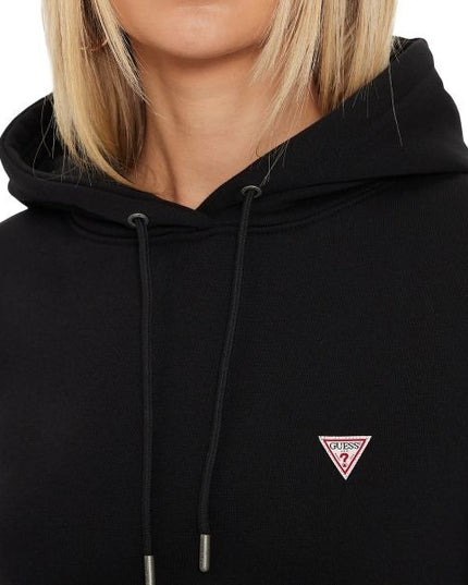 GUESS Classic fit felpa donna modello con cappuccio tasche sul davanti e logo sul petto colore nero