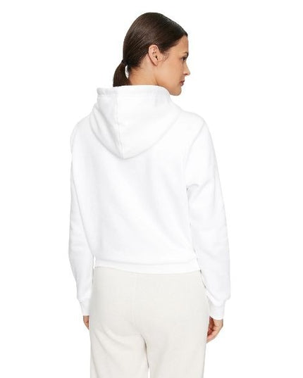 GUESS Regular fit felpa donna con cappuccio tasche sul davanti e logo sul petto colore bianco