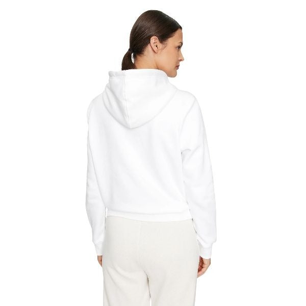 GUESS Regular fit felpa donna con cappuccio tasche sul davanti e logo sul petto colore bianco